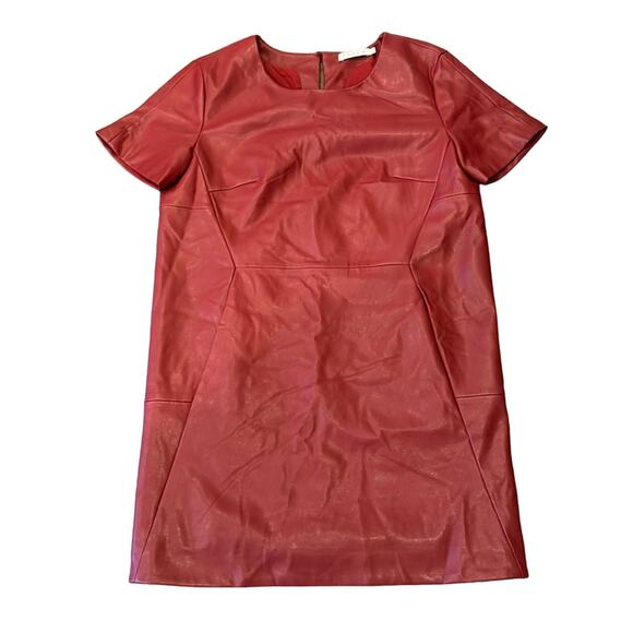 FRNCH Short Sleeve Faux Leather T Shirt Dress Brick Red Size M - Picture 1 of 8